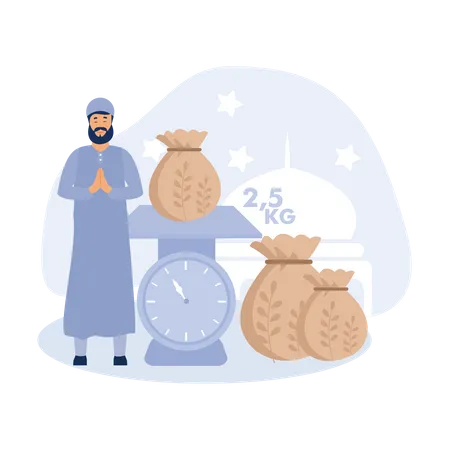 Muslim Paying Zakat  Illustration