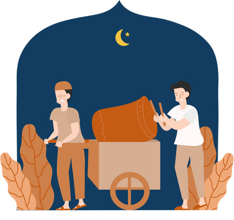 Muslim People announcing sehri Time Alarm  Illustration