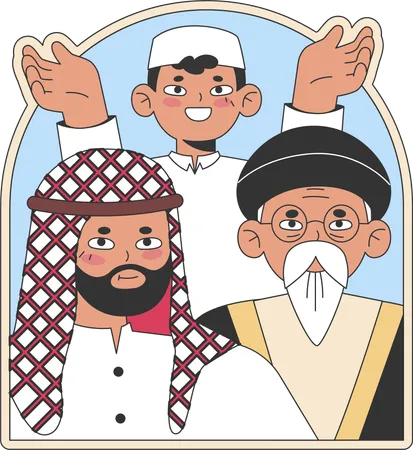 Muslim people are celebrating Eid  Illustration