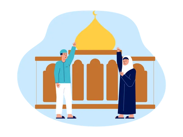Muslim people celebrating ramadan festival  Illustration