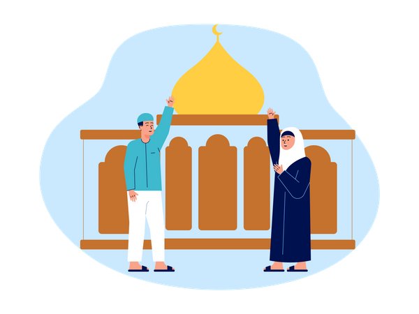 Muslim people celebrating ramadan festival  Illustration