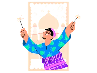 Muslim people cheering up for ramadan festival