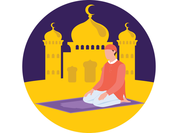 Muslim people doing eid Greeting  Illustration