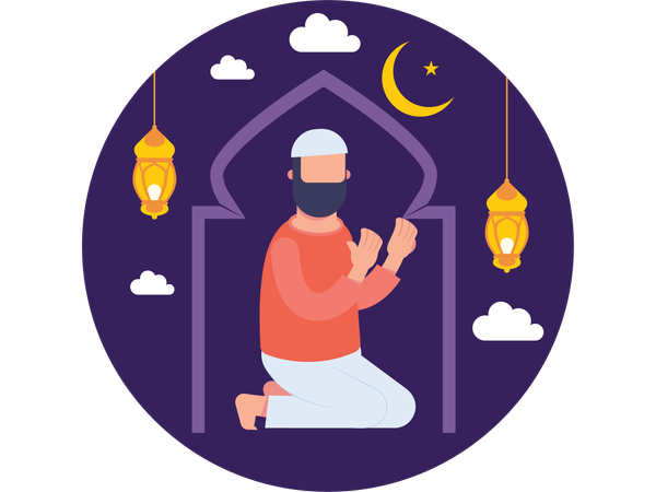 Muslim people doing eid Greeting  Illustration