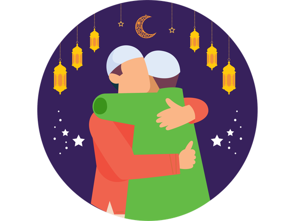 Muslim people doing eid Greeting  Illustration