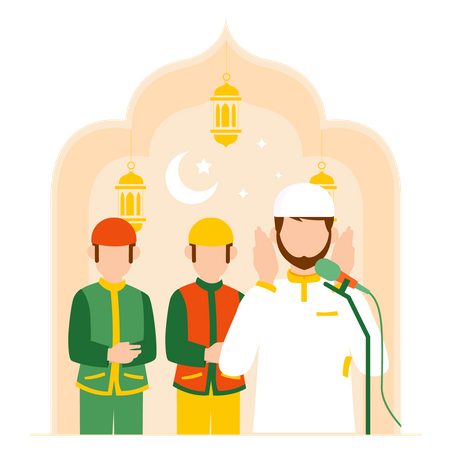 Muslim people doing namaz  Illustration