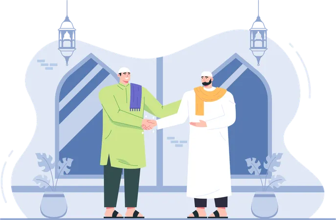 Muslim people forgive each other  Illustration