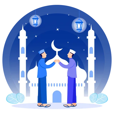 Muslim People Giving Ramadan Greeting  Illustration
