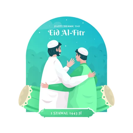 Muslim people greeting each other on eid Illustration