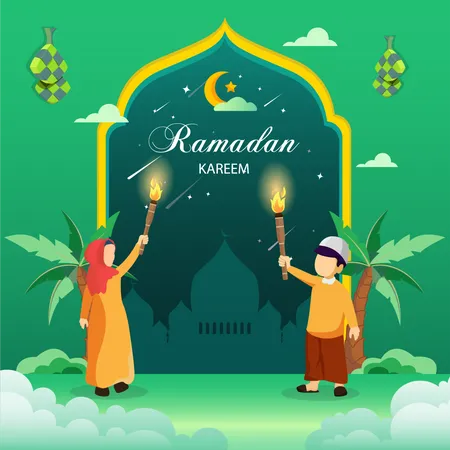 Happy Ramadan Concept Illustration Vector Illustration
