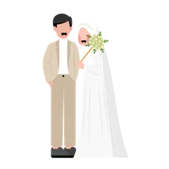 Muslim Wedding Couple Illustration Pack