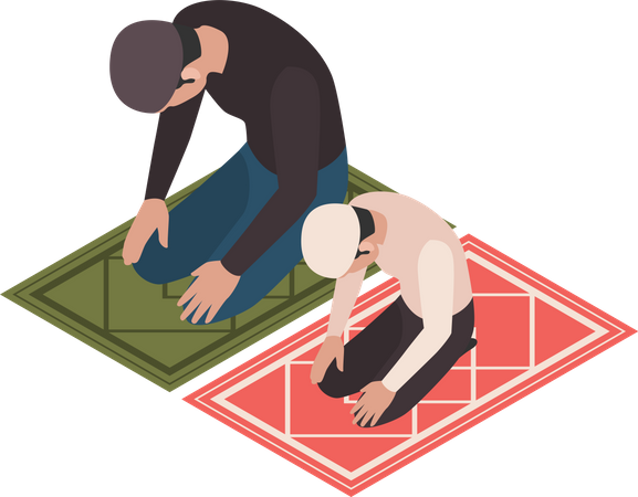 Muslim people praying Illustration