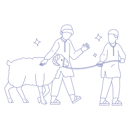 Muslim people with goat  Illustration