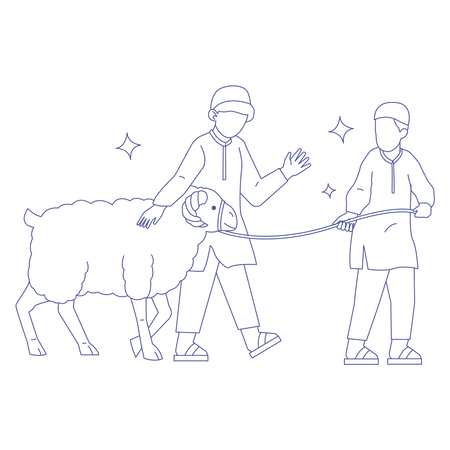 Muslim people with goat  Illustration