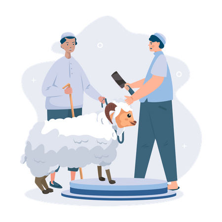 Muslim people with sheep Illustration