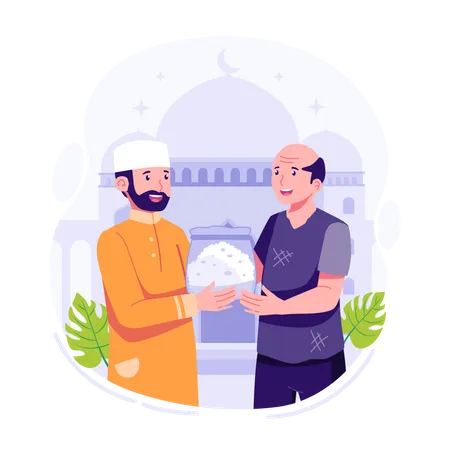 Muslim person give alms in ramadan Illustration