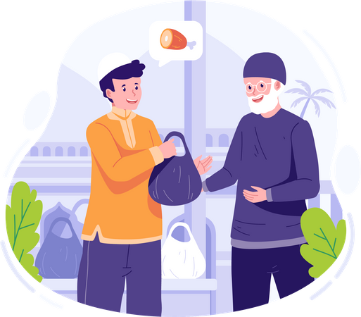 Muslim person giving zakat  Illustration