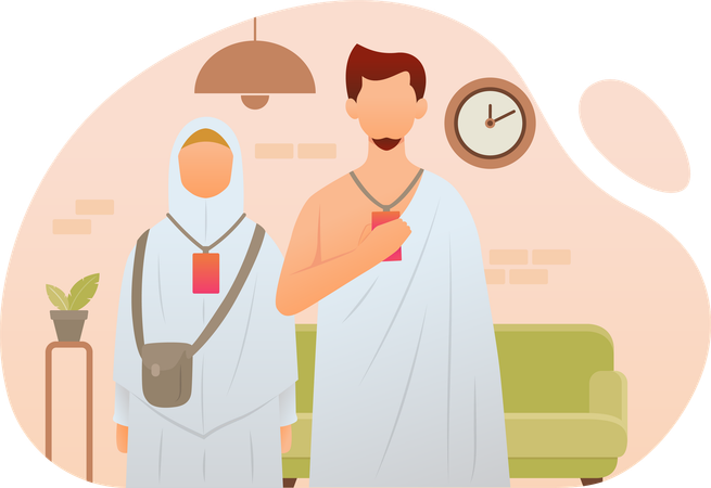 Muslim pilgrim wearing ihram clothes  Illustration