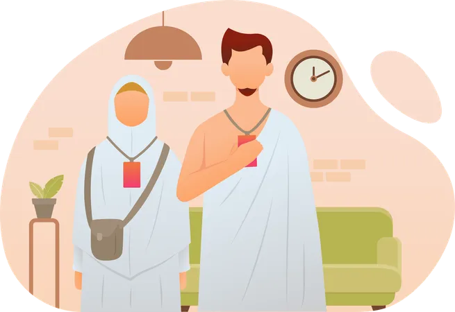 Muslim pilgrim wearing ihram clothes  Illustration