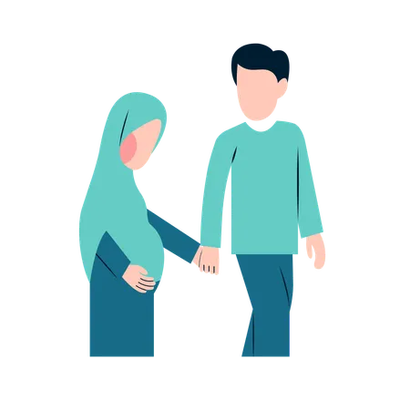 Muslim Pregnant Couple  Illustration