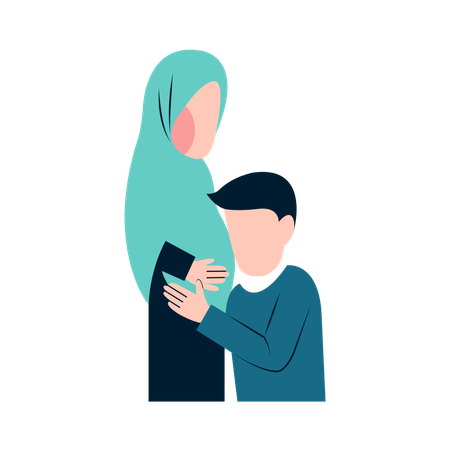 Muslim Pregnant Couple  Illustration