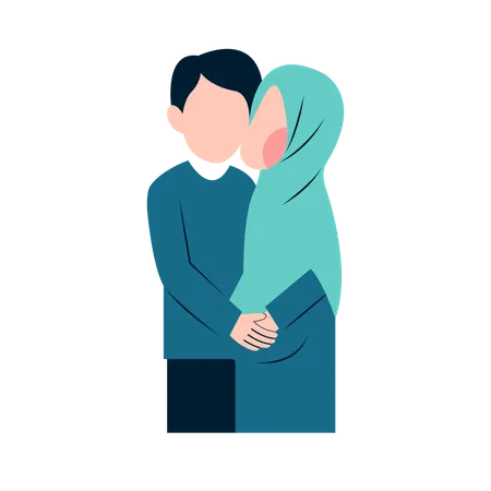 Muslim Pregnant Couple  Illustration