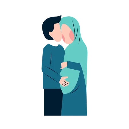 Muslim Pregnant Couple  Illustration