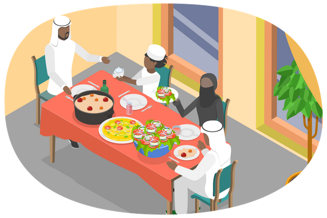 Muslim Ramadan Dinner  Illustration