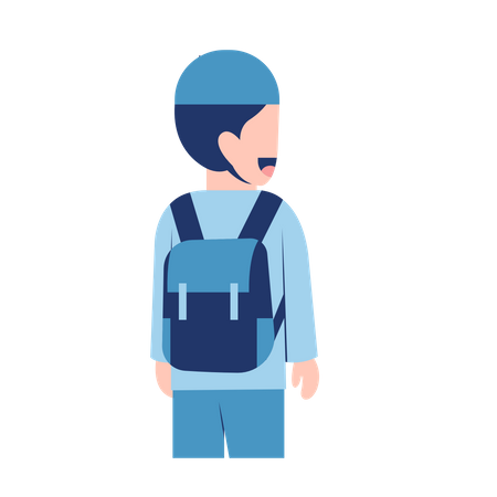 Muslim school Boy With bag  Illustration