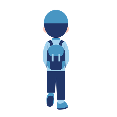 Muslim school Boy With bag  Illustration