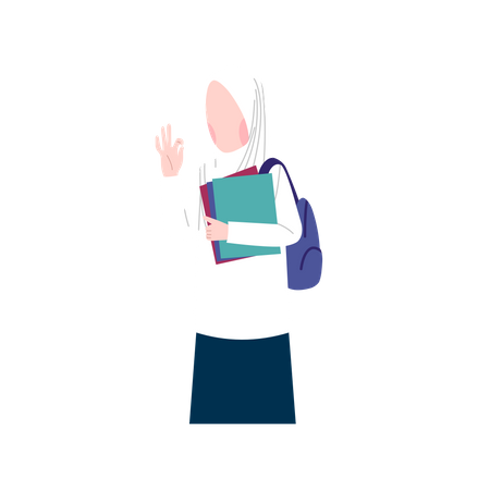 Muslim student with books Illustration