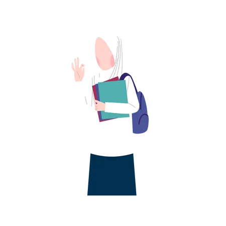 Muslim student with books Illustration