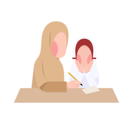 Muslim Teacher And Student  Illustration