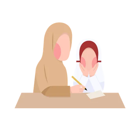 Muslim Teacher And Student  Illustration