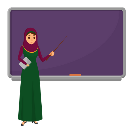 Muslim teacher teaching in class  Illustration