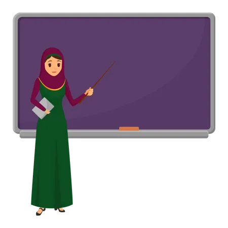 Muslim teacher teaching in class  Illustration