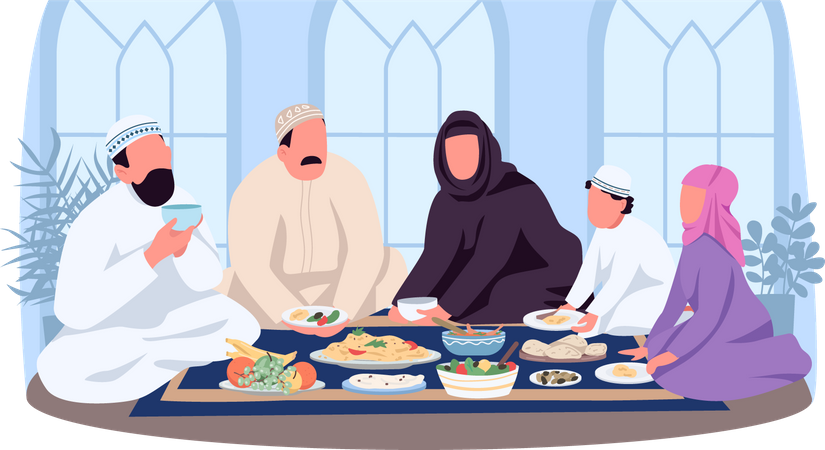 Muslim traditional dinner Illustration