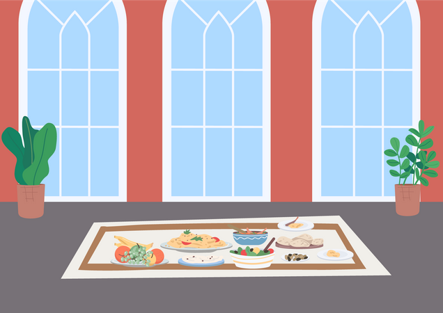 Muslim traditional dinner  Illustration