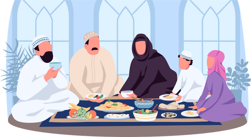 Muslim traditional dinner  Illustration