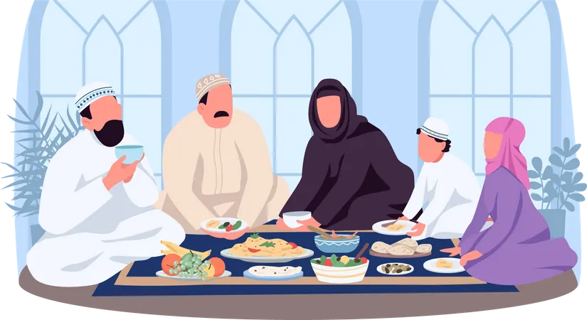 Muslim traditional dinner  Illustration