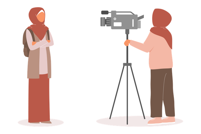 Muslim TV journalist or news reporter  Illustration