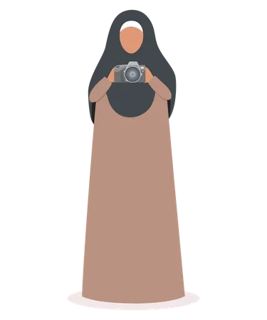 Muslim TV journalist with camera  Illustration