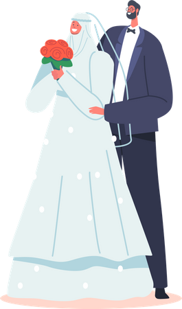 Muslim Wedding Couple  Illustration