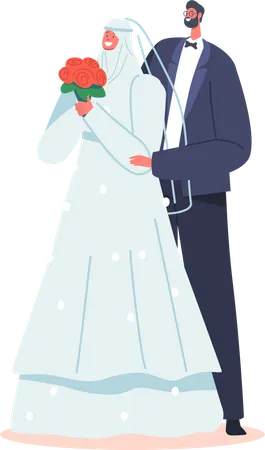 Muslim Wedding Couple Illustration