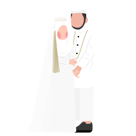Muslim wedding couple giving couple pose  Illustration
