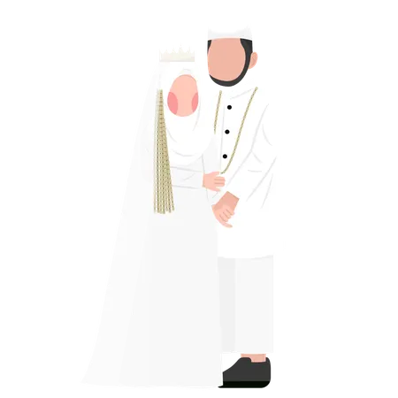 Muslim wedding couple giving couple pose  Illustration