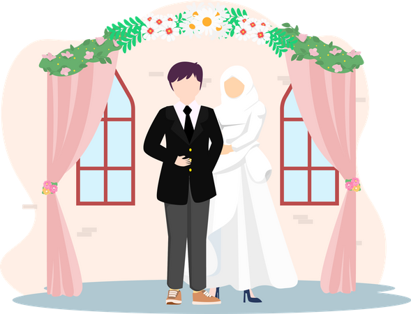 Muslim Wedding Couple  Illustration