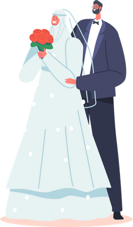 Muslim Wedding Couple  Illustration