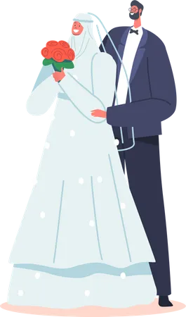 Muslim Wedding Couple  Illustration