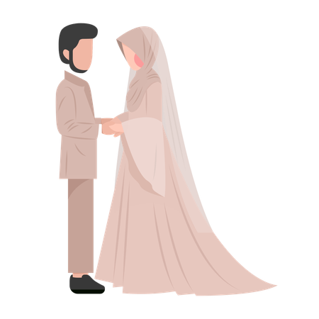 Muslim wedding couple standing together  Illustration